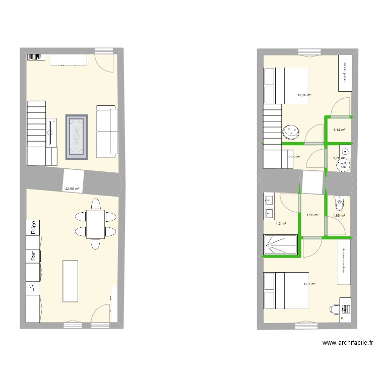 Malves Chambre. Plan de 9 pièces et 82 m2