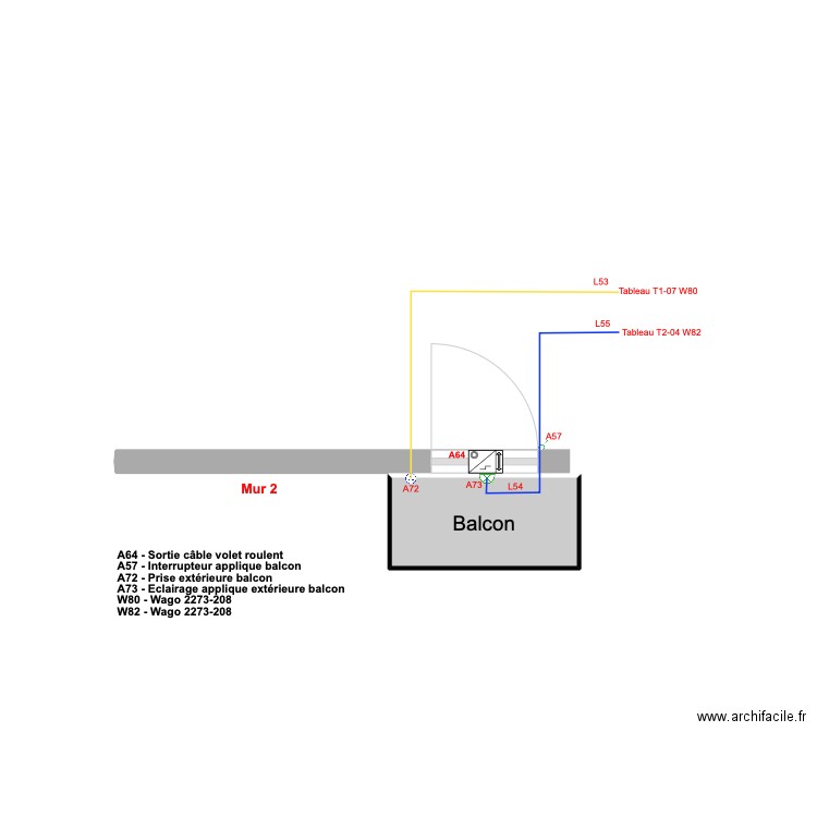 Appt Fred - Plan 8 - Electricité balcon - 2023-12-17-18h57. Plan de 1 pièce et 1 m2