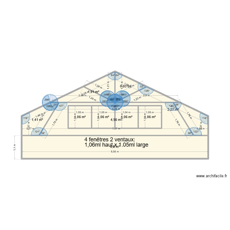 bureau mezzanine fenêtres 2. Plan de 12 pièces et 29 m2