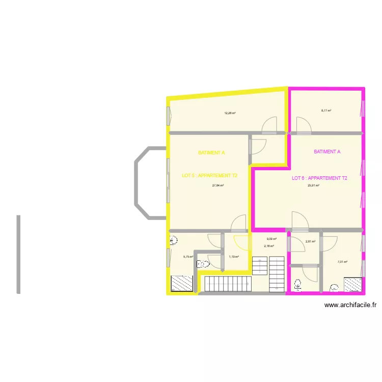 ETAGE 1 LOTS 5-6. Plan de 
