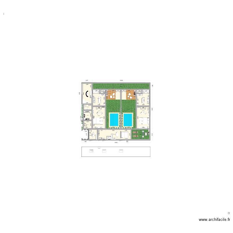 Villa finition bonne taille. Plan de 15 pièces et 253 m2