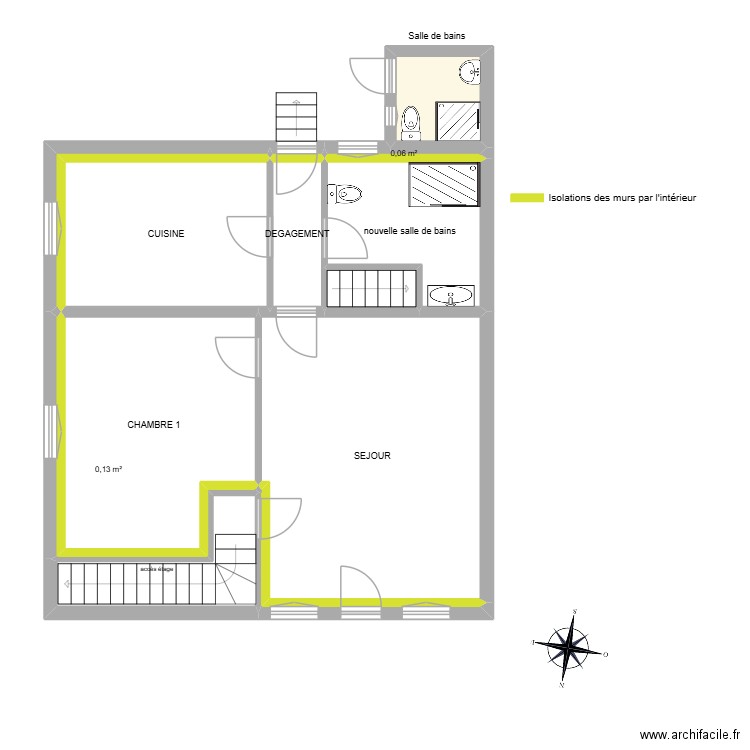 plan warlot projetée. Plan de 21 pièces et 142 m2