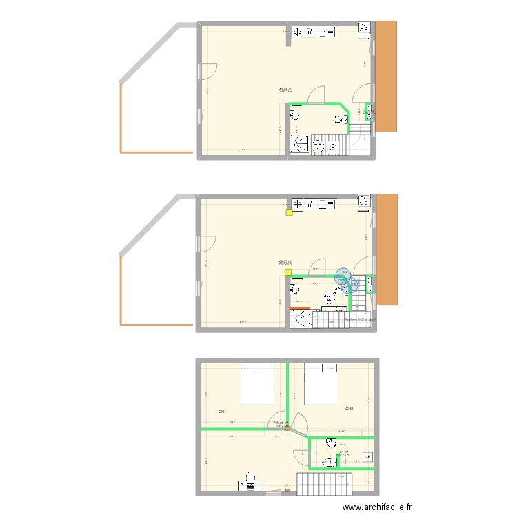 maison Georgette. Plan de 11 pièces et 245 m2