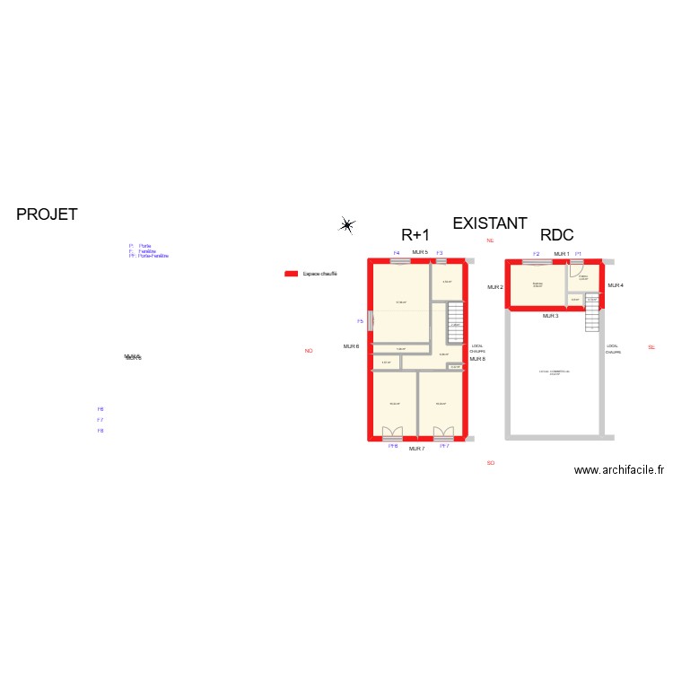 CHOPIN_ Existant. Plan de 14 pièces et 112 m2