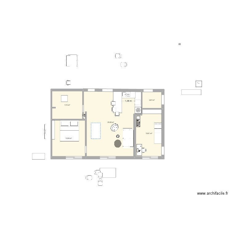 maubeuge grand 31. Plan de 5 pièces et 62 m2