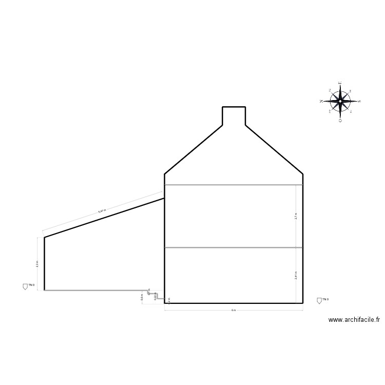 facade ouest - mellac. Plan de 2 pièces et 33 m2