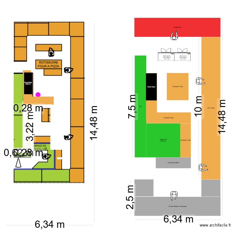 Ilot Charcu V2.1. Plan de 7 pièces et 3 m2