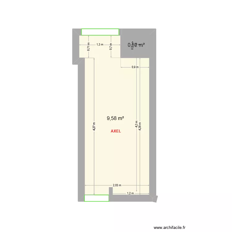 AXEL. Plan de 1  et 10 m²