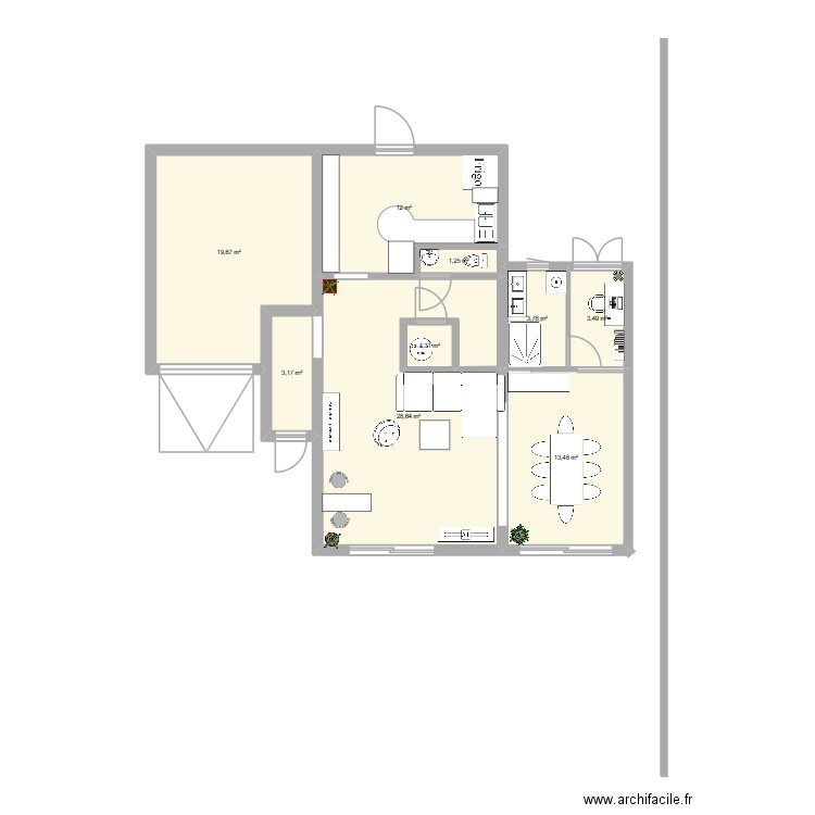 plan maison. Plan de 9 pièces et 87 m2