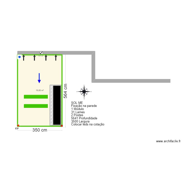 Mariana palma- Quinta do Lago. Plan de 2 pièces et 21 m2