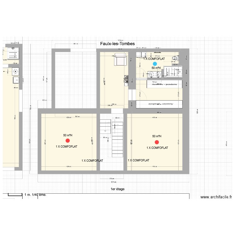 Ventilation Detienne Zehnder 1 Er Etage. Plan de 0 pièce et 0 m2