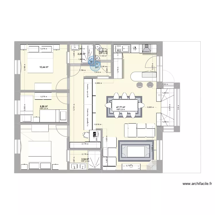 plan garage + &eacute;tage 5. Plan de 11  et 156 m²