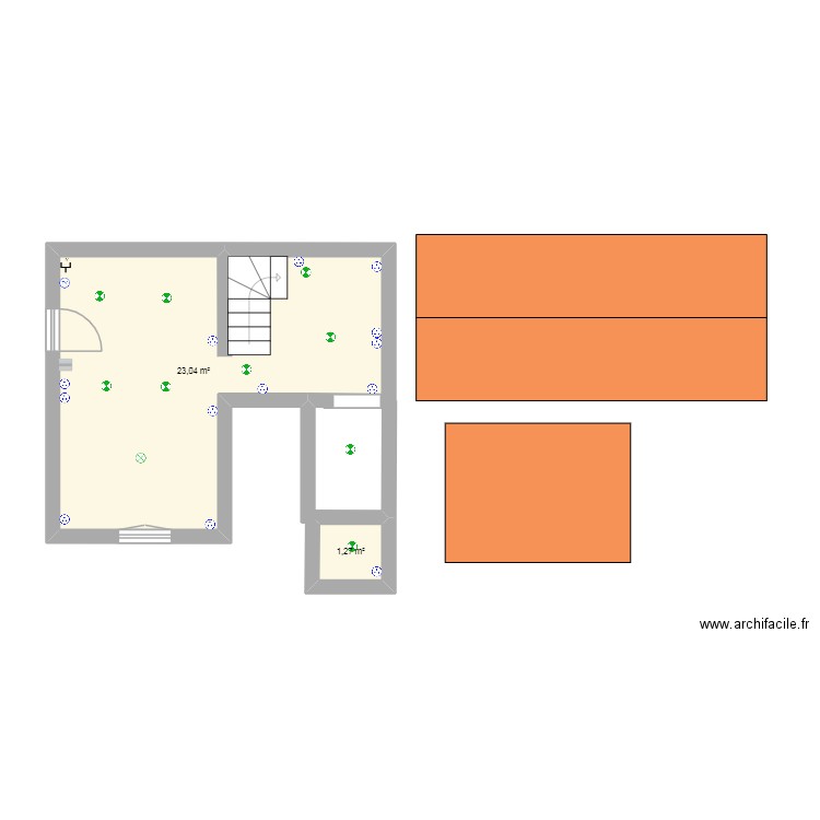 Dépendance. Plan de 2 pièces et 24 m2