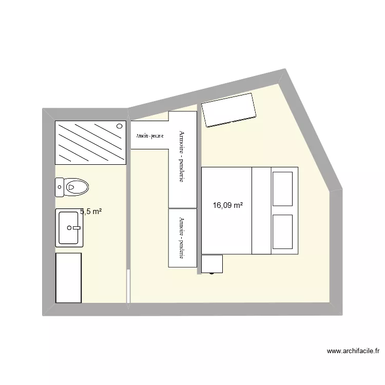 chambre ac sdb. Plan de 