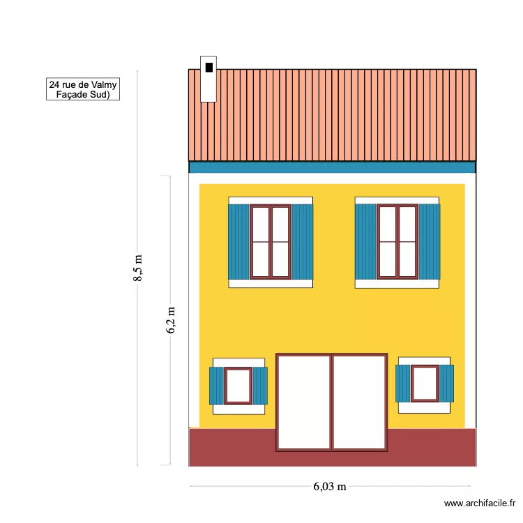 fa&ccedil;ade sud test. Plan de 