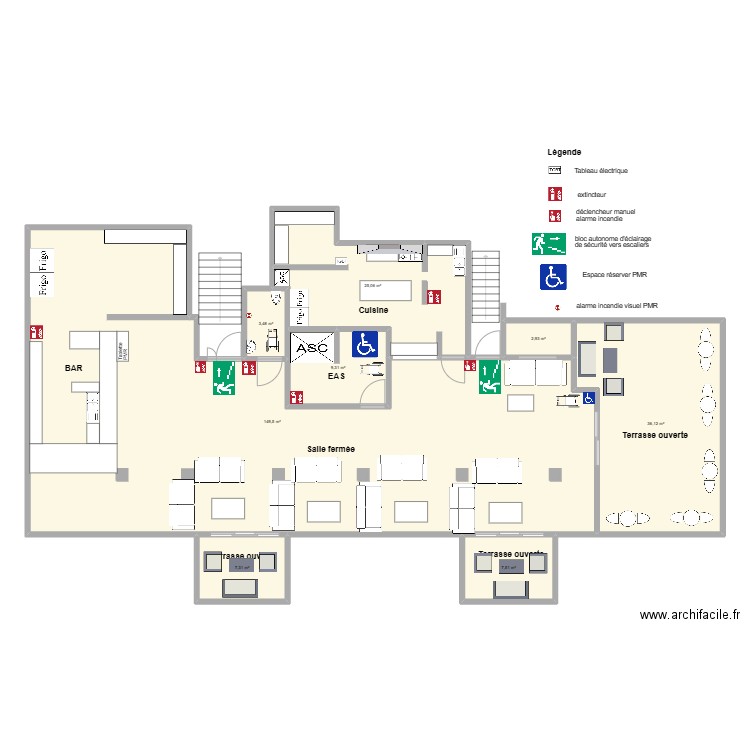 rooftop 7th plan d'accessibilité. Plan de 8 pièces et 241 m2