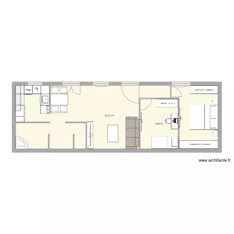 apartement fini. Plan de 2 et 63 m² apartement fini. Plan de 2 et 63 m²