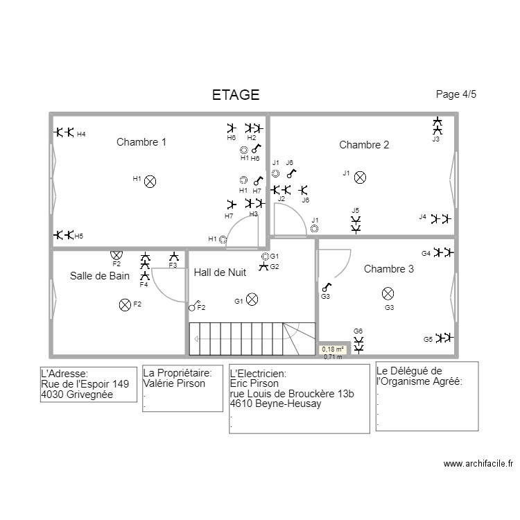 VAVA ETAGE. Plan de 6 pièces et 57 m2
