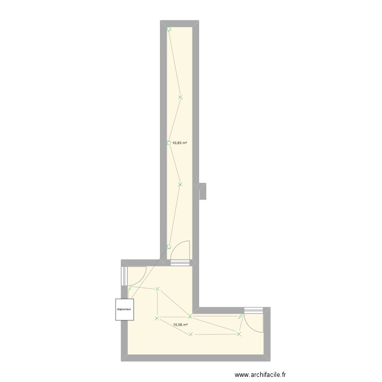 salon. Plan de 2 pièces et 26 m2