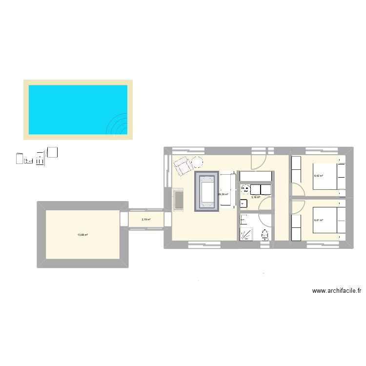 Naim. Plan de 6 pièces et 65 m2