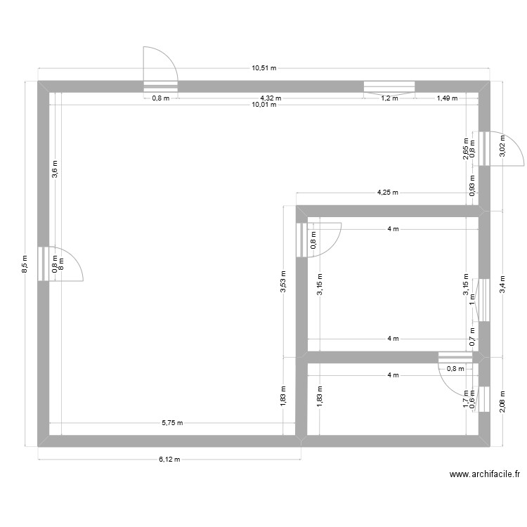 Définitif - Plan 12 - Appartement 8 x 10 - Cotes. Plan de 3 pièces et 77 m2