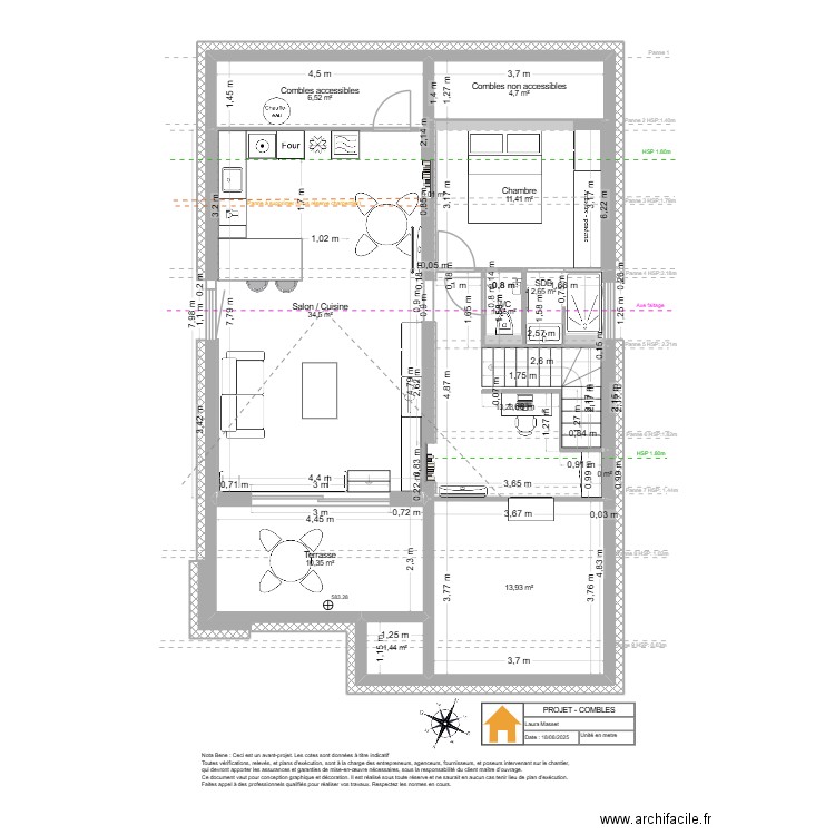 Viuz- Combles - Projet v3. Plan de 13 pièces et 100 m2