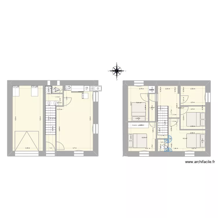 Projet 2. Plan de 6 Pièces et 100 m²