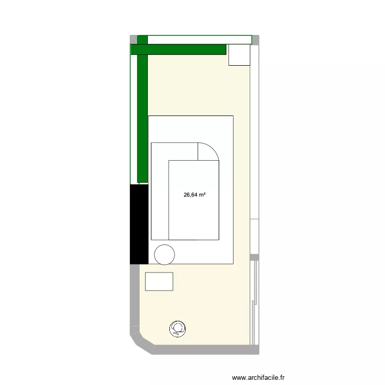 espace. Plan de 1  et 27 m²