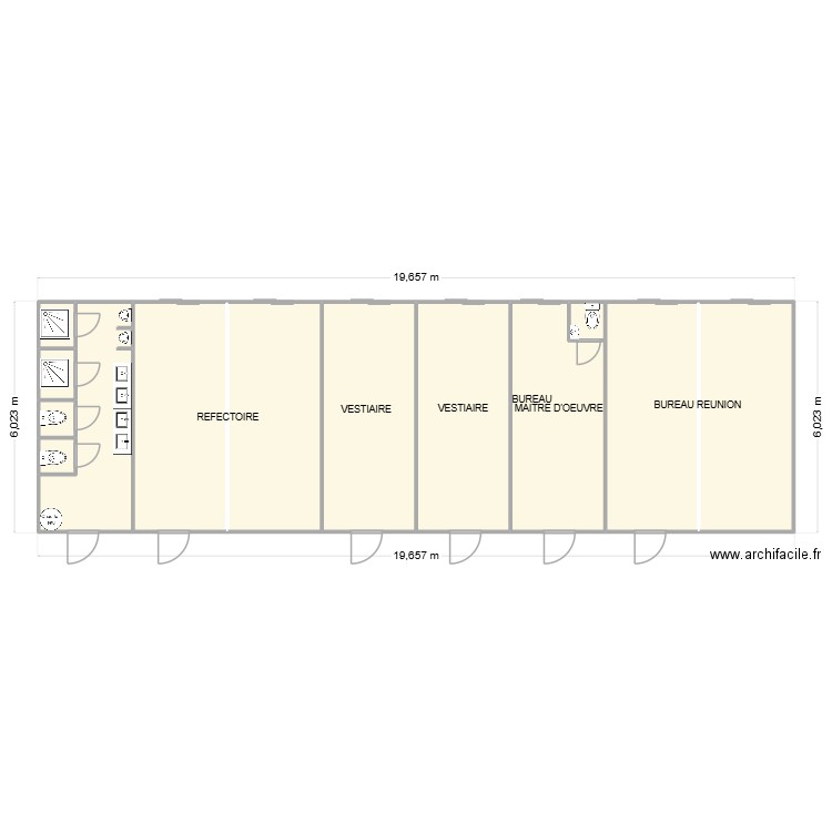 PBC CHANTIER BRON. Plan de 13 pièces et 113 m2