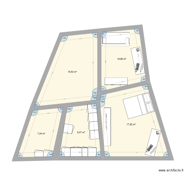 Maison Terre Sainte. Plan de 5 pièces et 60 m2