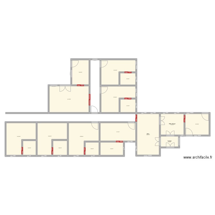 Maison Village. Plan de 18 pièces et 299 m2