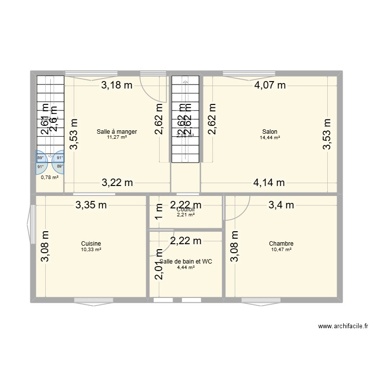 plan étage. Plan de 9 pièces et 59 m2