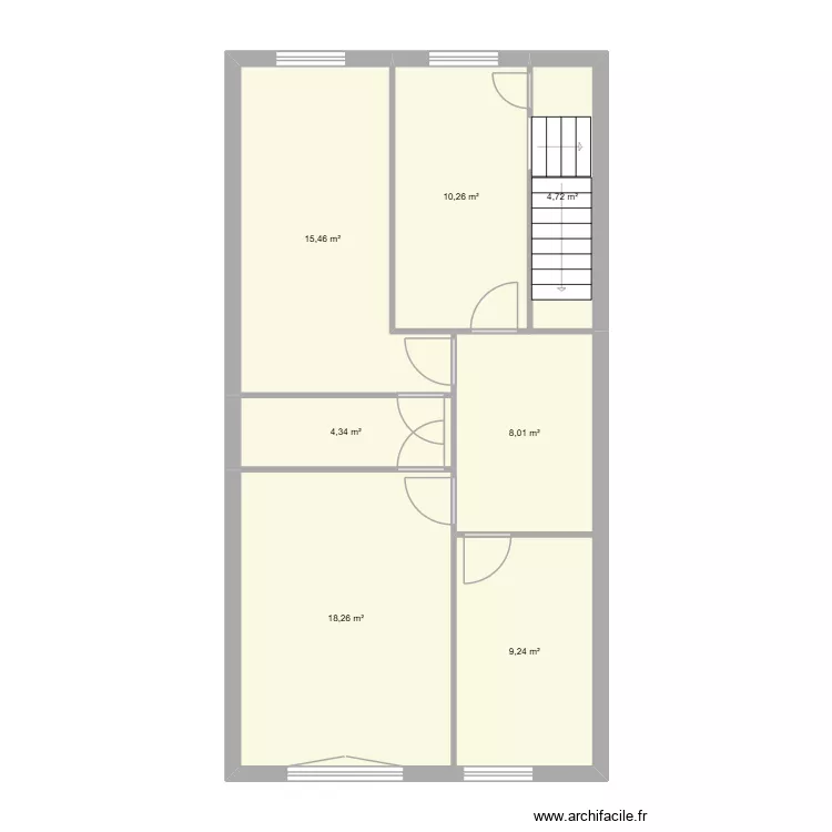 1 er &eacute;tage. Plan de 7  et 70 m²