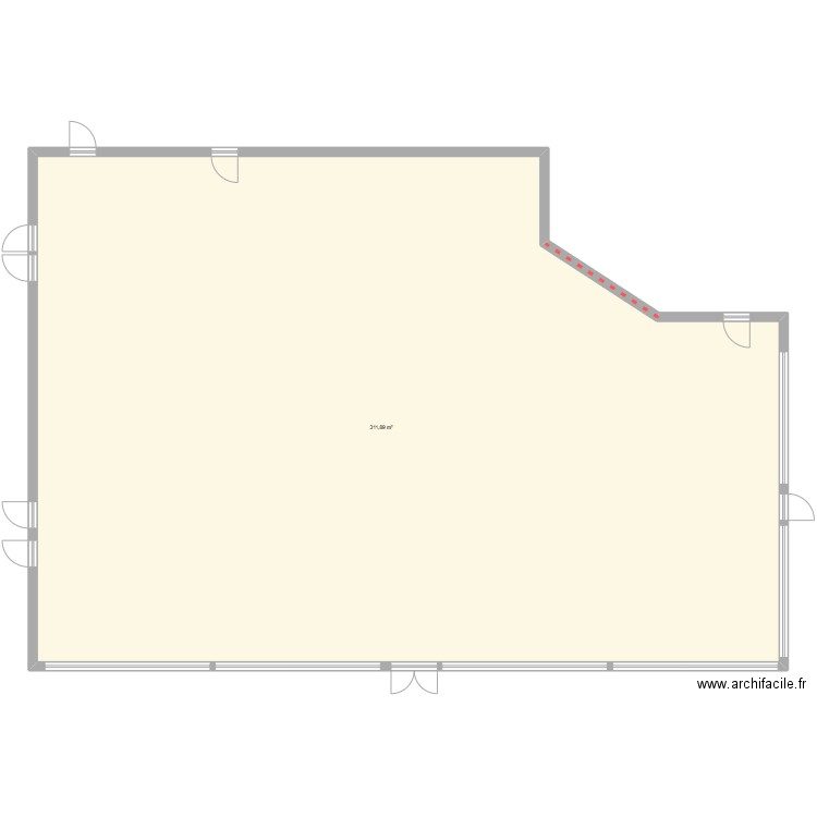 magasin. Plan de 1 pièce et 312 m2