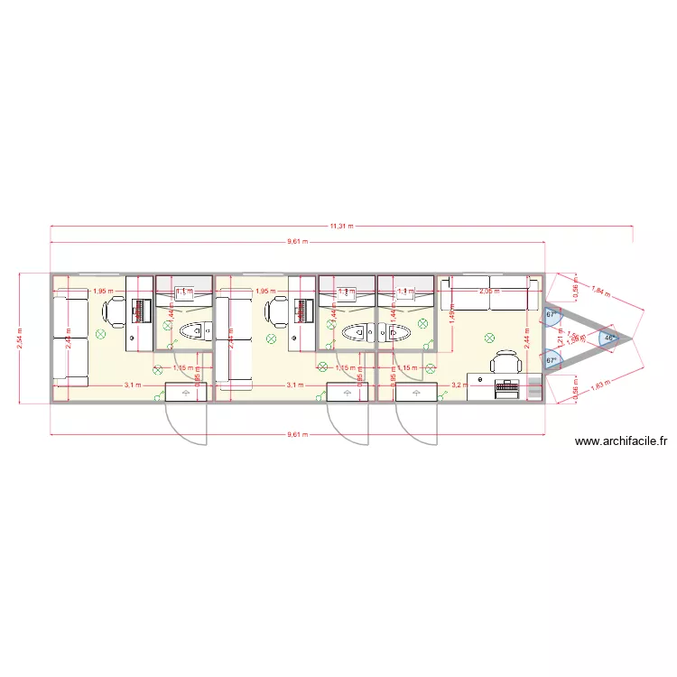 T30-31. Plan de 7  et 23 m²