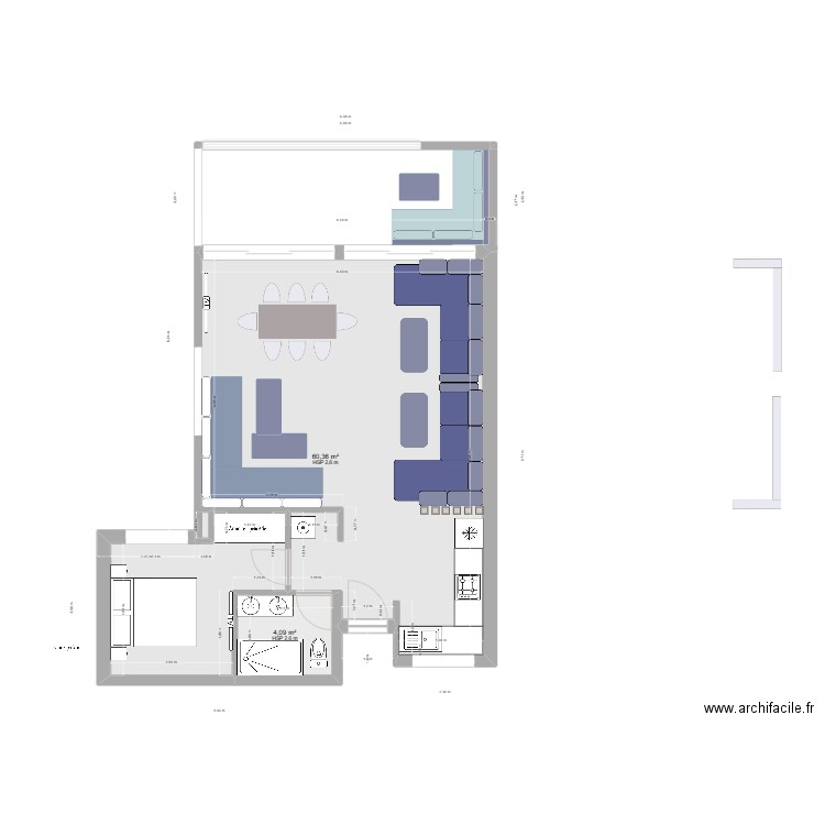 perle1. Plan de 2 pièces et 64 m2