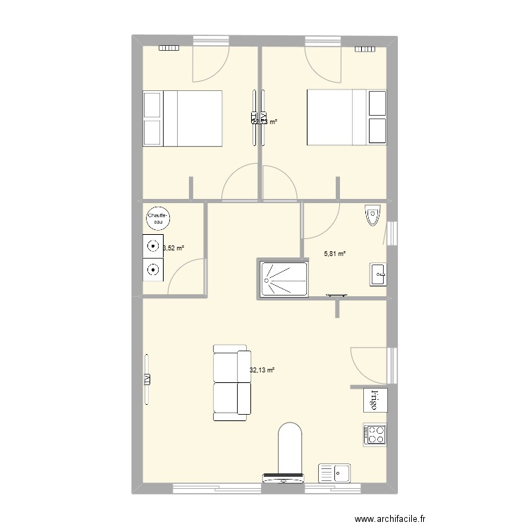 amenagement appoigny. Plan de 4 pièces et 64 m2