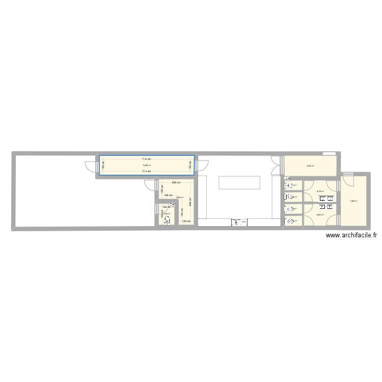 Piscine. Plan de 11 pièces et 46 m2