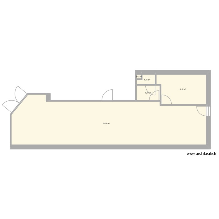Local St paul V1. Plan de 5 pièces et 90 m2