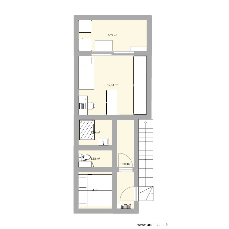 Ch ré. Plan de 6 pièces et 33 m2