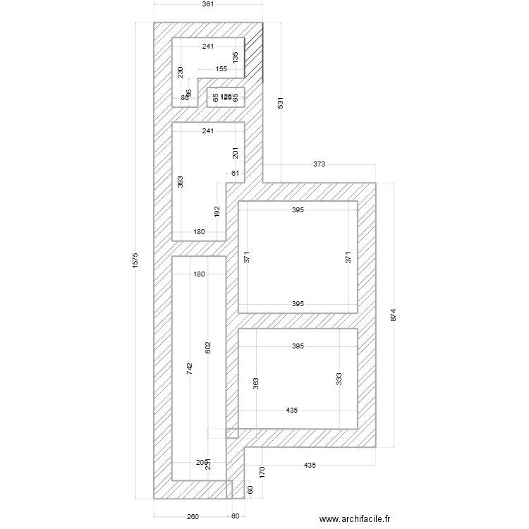 RASSEL 45  -  FONDATIONS - 1780 WEMMEL. Plan de 4 pièces et 28 m2