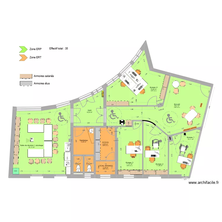 Pamiers v6 - ERP. Plan de 16  et 141 m²