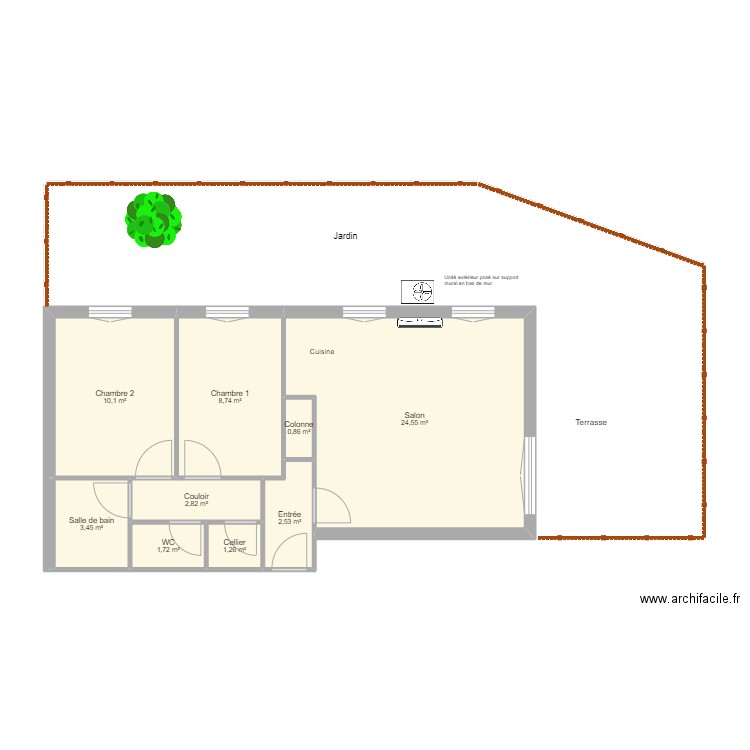 LEQUAIRE Régine. Plan de 9 pièces et 56 m2