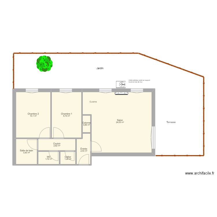 LEQUAIRE Régine. Plan de 9 pièces et 56 m2