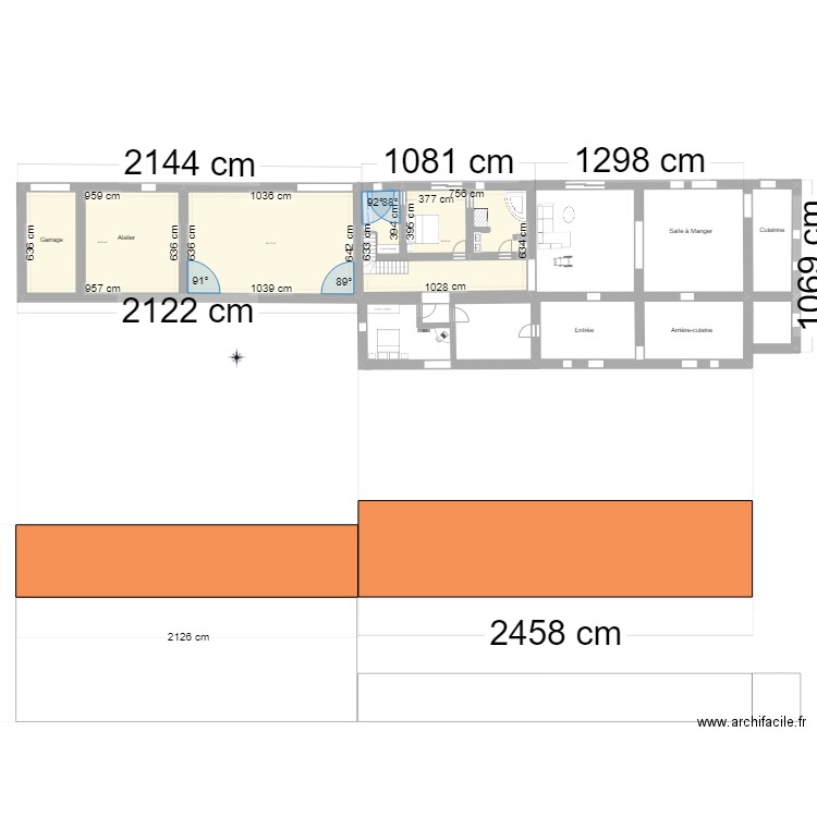 Plan de Masse Vue_Arrière. Plan de 3 pièces et 191 m2