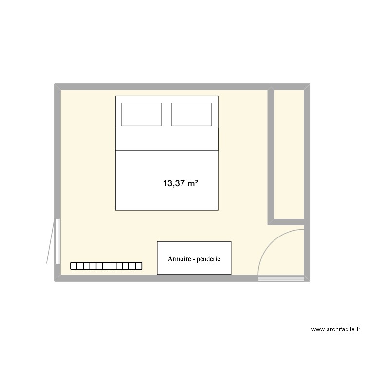Chambre. Plan de 1 pièce et 13 m2