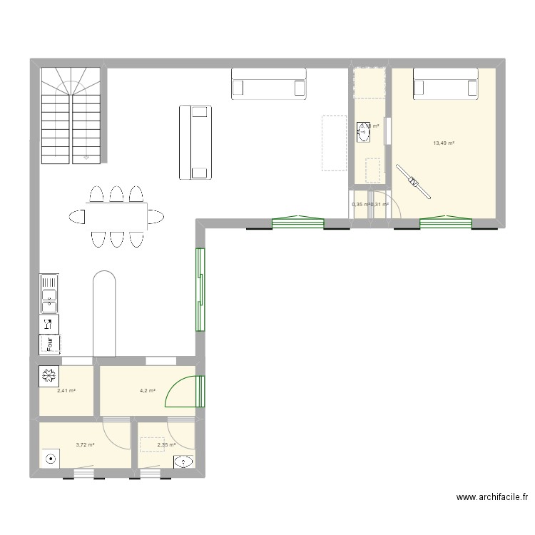TOURGE 1. Plan de 8 pièces et 30 m2