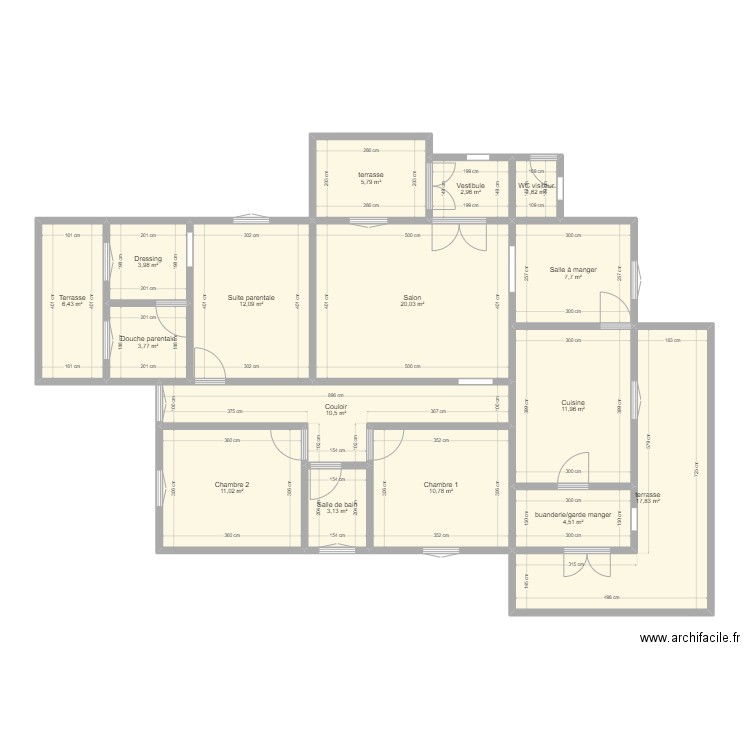 Maison CCB. Plan de 16 pièces et 134 m2