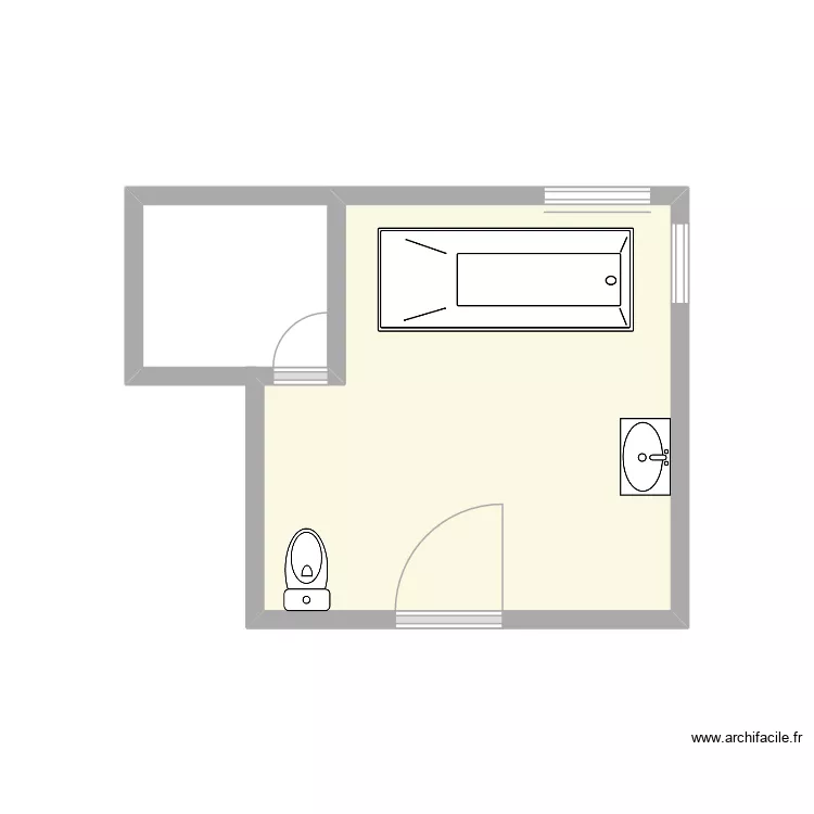 salle bain haut. Plan de 1  et 8 m²