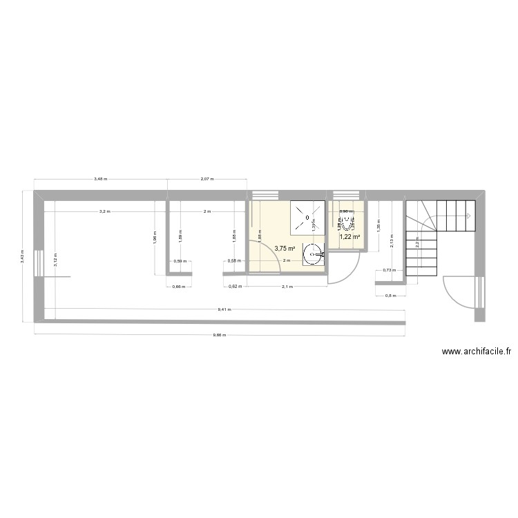 lili. Plan de 2 pièces et 5 m2